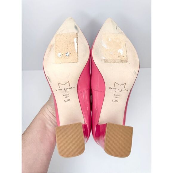 Marc Fisher Pumps Womens Size 5.5 Zala in Barbie Pink Leather Pointed Toe Heels - Picture 11 of 11
